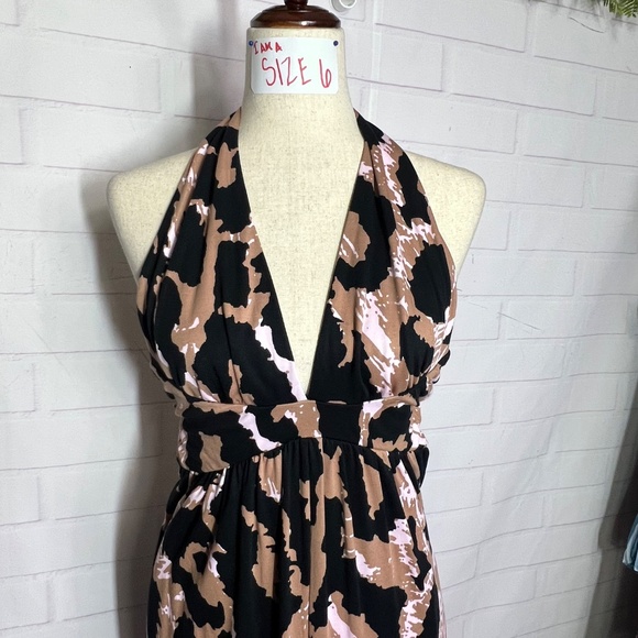 NWOT |•DIANE VON FURSTENBERG•| DVF x Target Halter Leopard Neutral Jumpsuit Sz S - Picture 4 of 7